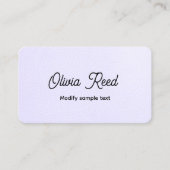 可愛いラベンダーレザースクリプト名刺 名刺 (正面)