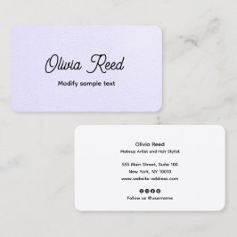 可愛いラベンダーレザースクリプト名刺 名刺