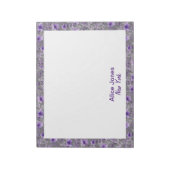 可愛いラベンダー柄の水彩花グレー ノートパッド (回転)