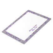 可愛いラベンダー柄の水彩花グレー ノートパッド (アングル)