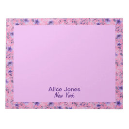 可愛いラベンダー柄の水彩花ピンク ノートパッド