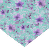 可愛いラベンダー柄の水彩花灯ティール(緑がかった色) ショートテーブルランナー (コーナー)