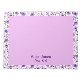 可愛いラベンダー柄の水彩花 ノートパッド