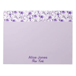 可愛いラベンダー柄の水彩花 ノートパッド