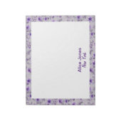 可愛いラベンダー柄の水色の花ライトグレー ノートパッド (回転)