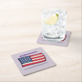 可愛いラベンダー米国旗コースターセット スクエアペーパーコースター (インサイチュ)