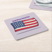 可愛いラベンダー米国旗コースターセット スクエアペーパーコースター (アングル)