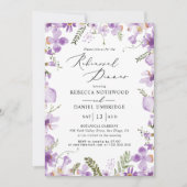 可愛いラベンダー結婚フローラのリハーサル 招待状 (正面)
