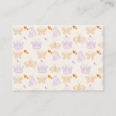 可愛いラベンダー&オレンジバタフライベビーシャワー エンクロージャーカード (裏面)