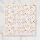 可愛いラベンダー&オレンジバタフライベビーシャワー フェイバータグ (裏面)