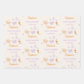 可愛いラベンダー&オレンジバタフライベビーシャワー ラッピングペーパーシート (正面)