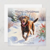 可愛いラボチョコレートラブラドールドッグメリークリスマス シーズンカード (正面/裏面)