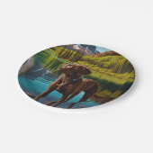 可愛いラボドッグチョコレートラブラドールレトリバーアニマル ペーパープレート (アングル)