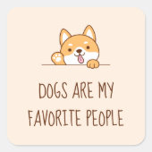 可愛いラボレトリバー犬が上を覗く引用文 スクエアシール (正面)