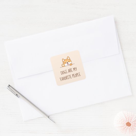 可愛いラボレトリバー犬が上を覗く引用文 スクエアシール (封筒)