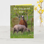 可愛いラマおもしろい勇気付けられるグリーティングカード カード (黄色い花)