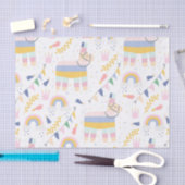 可愛いラマとレインボーキッズベビーシャワー 薄葉紙 (クラフト)