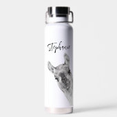 可愛いラマの愛パーソナライズされた人名 ウォーターボトル (背面)