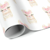 可愛いラマの水モダン色 ラッピングペーパー (ロールコーナー)