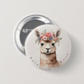 可愛いラマはララララブボタンとパーソナライズされた言う 缶バッジ (正面&裏面)