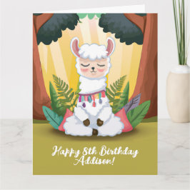 可愛いラマめい想の魔法の森誕生日 カード
