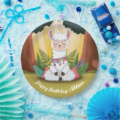 可愛いラマめい想の魔法の森誕生日 ペーパープレート (パーティー)