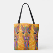 可愛いラマカラフルトートバッグ トートバッグ (裏面)