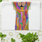 可愛いラマカラフルフローラキッチンタオル キッチンタオル (折り畳み)