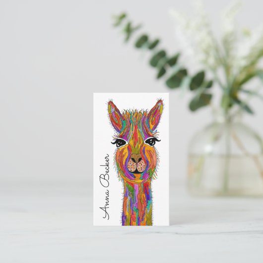 可愛いラマカラフル名刺 名刺 (スタンド正面)