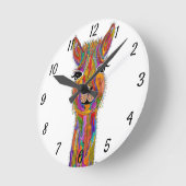 可愛いラマカラフル時計 ラウンド壁時計 (傾斜)