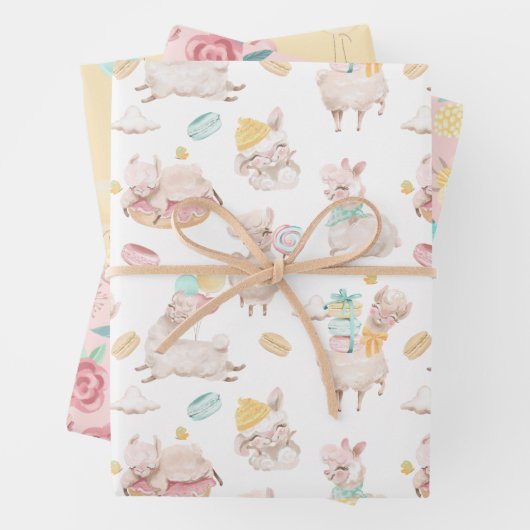 可愛いラマガーリーおもしろいギフト ラッピングペーパーシート (インサイチュ)