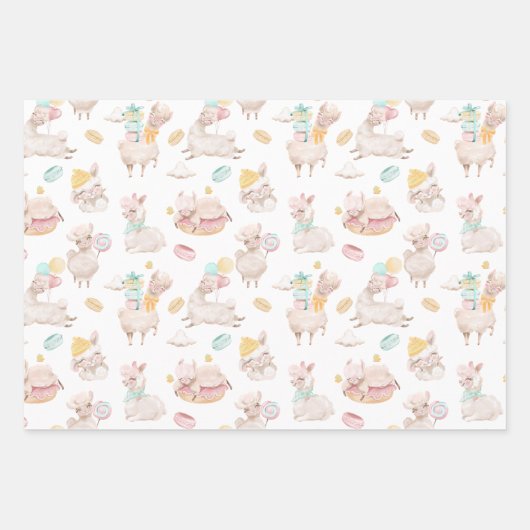 可愛いラマガーリーおもしろいギフト ラッピングペーパーシート (正面)