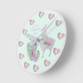 可愛いラマサボテンハート – 素晴らしい一日を過ごす ラウンド壁時計 (傾斜)