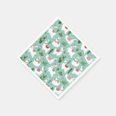 可愛いラマスオンティール(緑がかった色)柄 スタンダードカクテルナプキン (角)