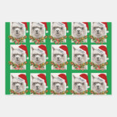 可愛いラマスマイルサンタ帽子あなたの名前クリスマス ラッピングペーパーシート (正面2)