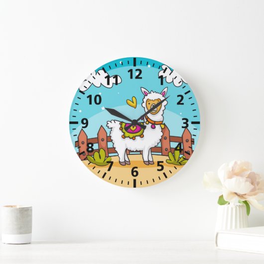 可愛いラマチャイルドズルームウォール時計 ラージ壁時計 (ホーム)