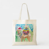 可愛いラマメリークリスマスアートガールズトートバッグ トートバッグ (裏面)