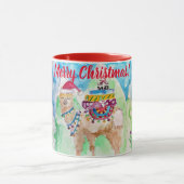可愛いラマメリークリスマスアートガールズレディースマグ マグカップ (中央)