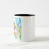 可愛いラマメリークリスマスウォーターのカラーアート ツートーンマグカップ (中央)