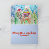 可愛いラマメリーラマスアートクリスマスカード カード (内部)