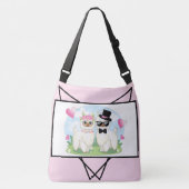 可愛いラマラマラブ可愛いラマカップルのトートバッグ クロスボディバッグ (正面)