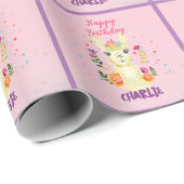 可愛いラマ動物の誕生日パーティメカラフルキシカン ラッピングペーパー (ロールコーナー)