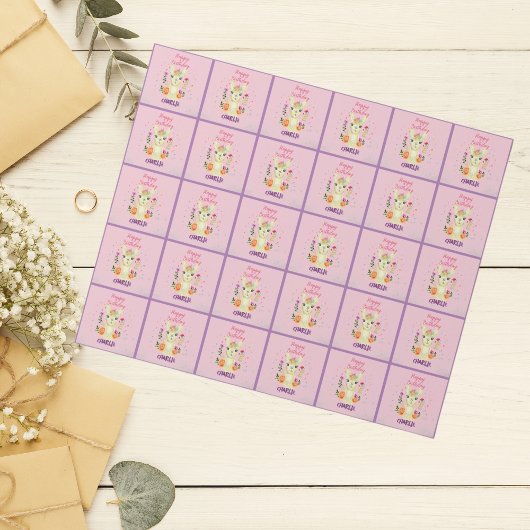 可愛いラマ動物の誕生日パーティメカラフルキシカン ラッピングペーパー