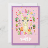 可愛いラマ動物の誕生日パーティメカラフルキシカン 招待状 (正面)