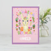 可愛いラマ動物の誕生日パーティメカラフルキシカン 招待状 (スタンド正面)