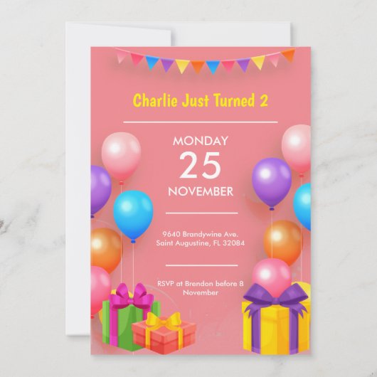 可愛いラマ動物の誕生日パーティメカラフルキシカン 招待状 (裏面)