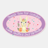 可愛いラマ動物の誕生日パーティメカラフルキシカン 楕円形シール (正面)