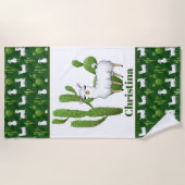 可愛いラマ好きの人が名前を付ける ビーチタオル (正面)