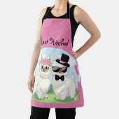 可愛いラマ愛かわいいラマ夫婦ピンク エプロン (インサイチュ)