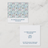 可愛いラマ柄オン水玉模様 スクエア名刺 (正面/裏面)